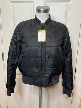 Lululemon Black Puffer Reversible Zip-Up Non-Stop Bomber Jacket, Size 4